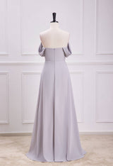 Off the Shoulder Siler Chiffon Long Party Dress