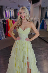 Hot Pink A-Line Ruffle Sweetheart Dress