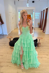 Hot Pink Sweetheart Ruffled A-Line Floor-Length Dress