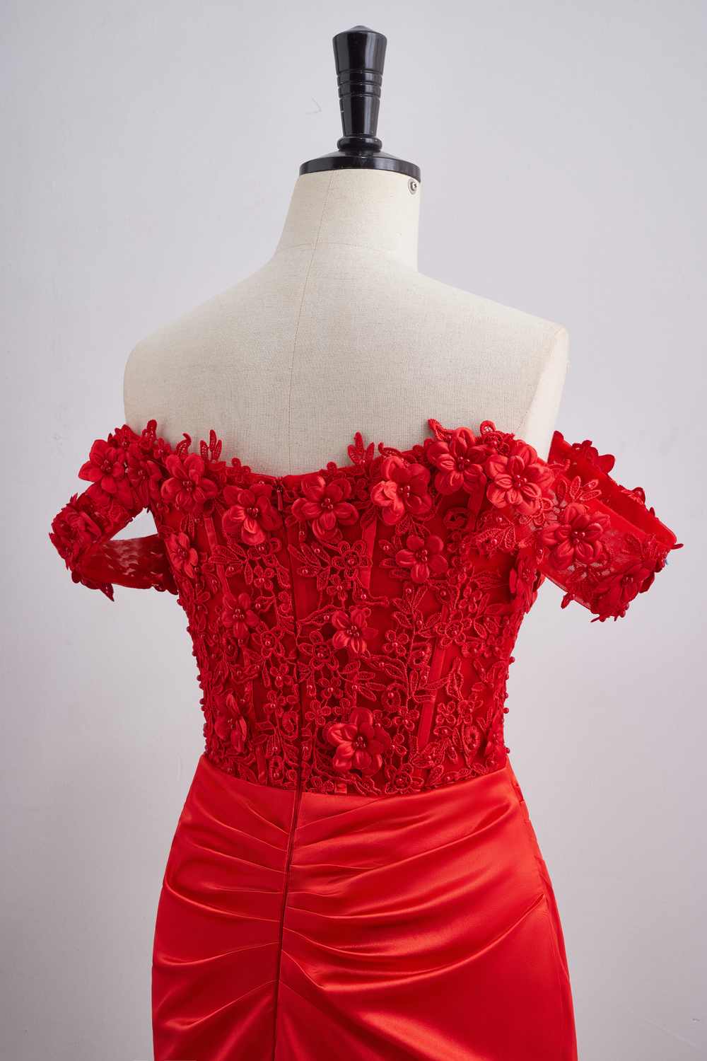 3D Flowes Off the Shoulder Ruched Tight Dress