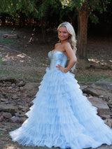 Sweetheart Black Tiered Ruffles Formal Dress