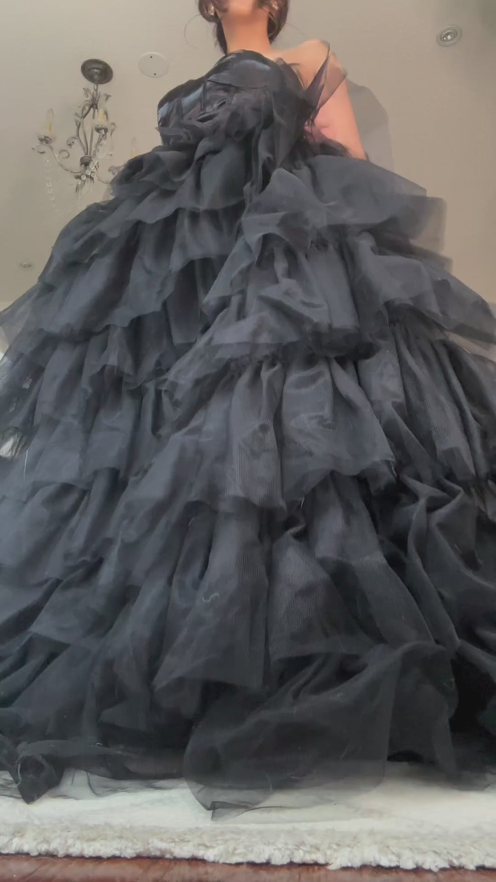 Sweetheart Black Tiered Ruffles Formal Dress – Notjustprom