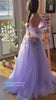 Lavender Floral Embroidery Long Formal Dress