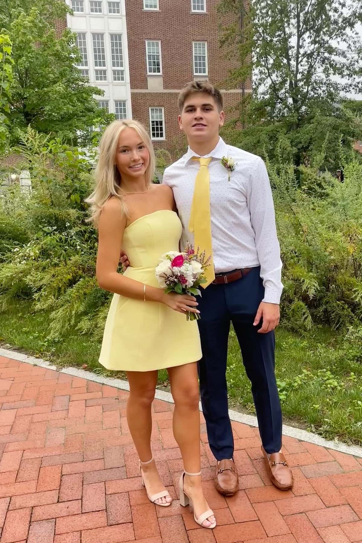 Strapless Yellow A-line Short Dress