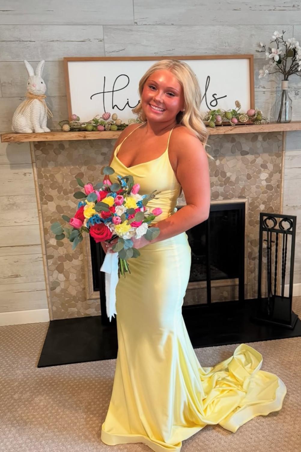 Spaghetti Straps Lavender Mermaid Lace-up Long Formal Dress