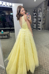 Lavender Lace and Tulle Tuiered Ruffle Prom Dress